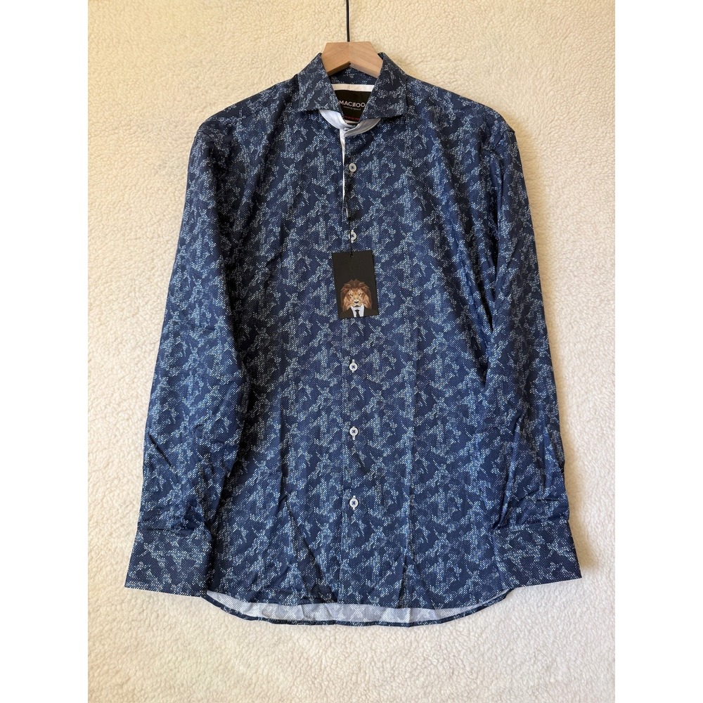 Maceoo Shirt Mens Medium 3 Blue Einstein Scattered Long Sleeve Button Up Casual